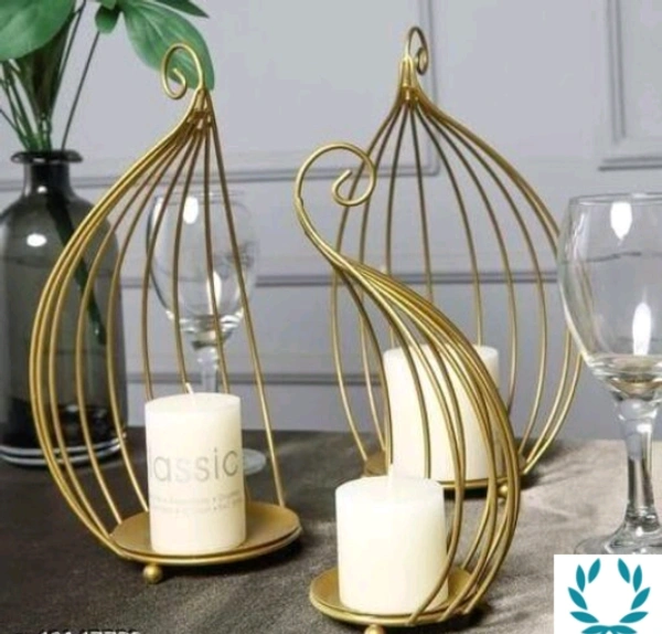  Metal Home Decor Pillar Tea light Candle Holder -  Free Size, Metal, Pack of 1